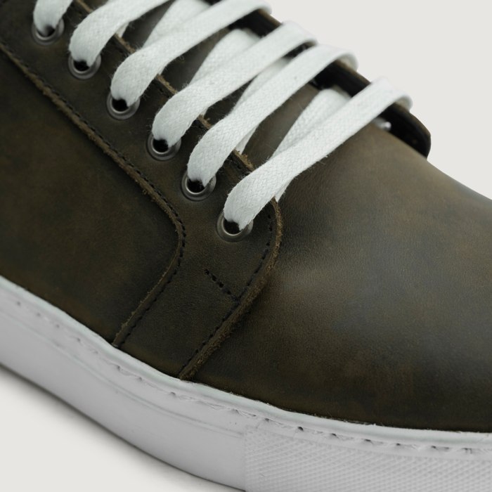 Murphy Low Top Olive Pullup Leather Sneakers