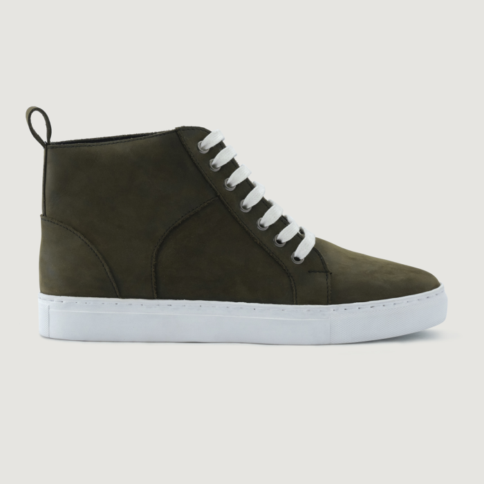 Marty High Top Olive Pullup Leather Sneakers