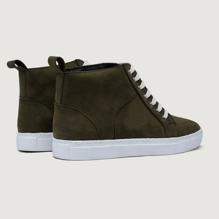 Marty High Top Olive Pullup Leather Sneakers