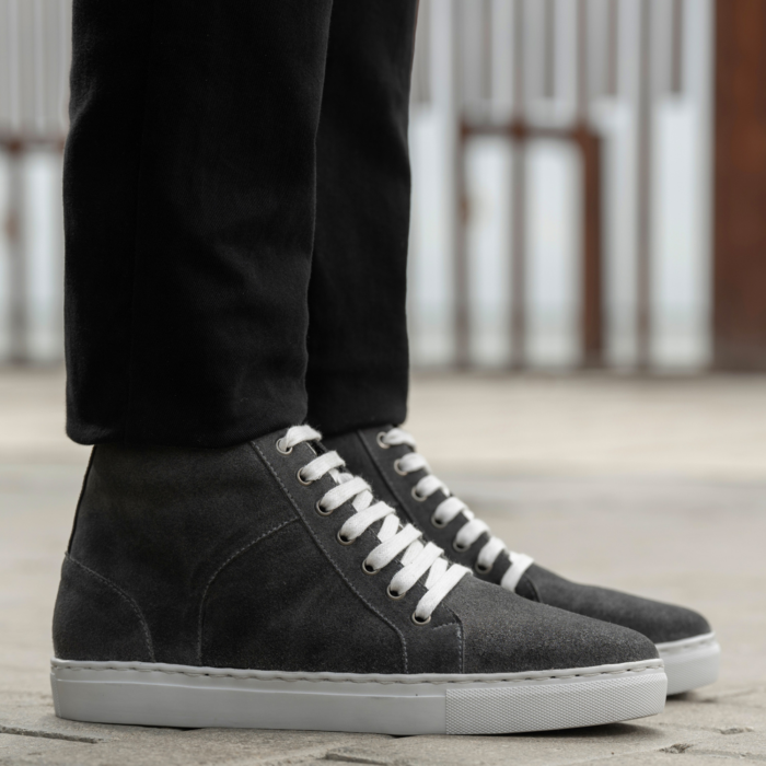 Marty High Top Grey Suede Leather Sneakers