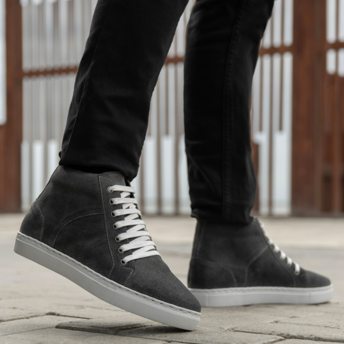 Marty High Top Grey Suede Leather Sneakers