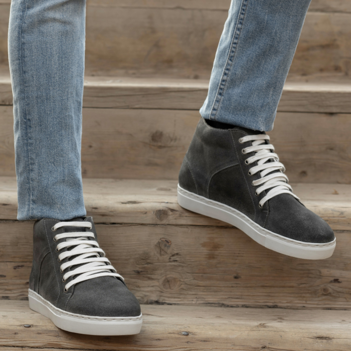 Marty High Top Grey Suede Leather Sneakers