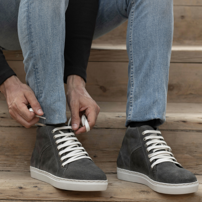 Marty High Top Grey Suede Leather Sneakers