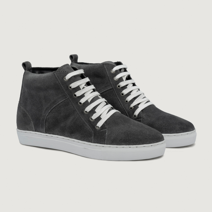 Marty High Top Grey Suede Leather Sneakers