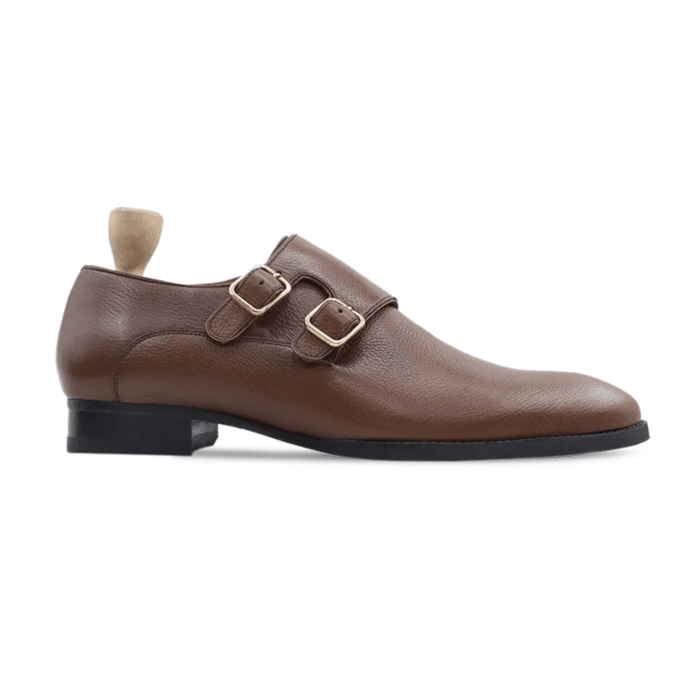 Albany Brown Leather Double Monk Strap Shoes