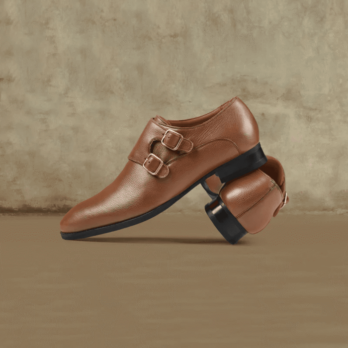 Albany Brown Leather Double Monk Strap Shoes