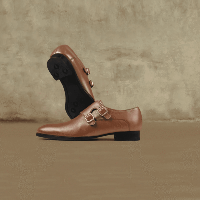 Albany Brown Leather Double Monk Strap Shoes