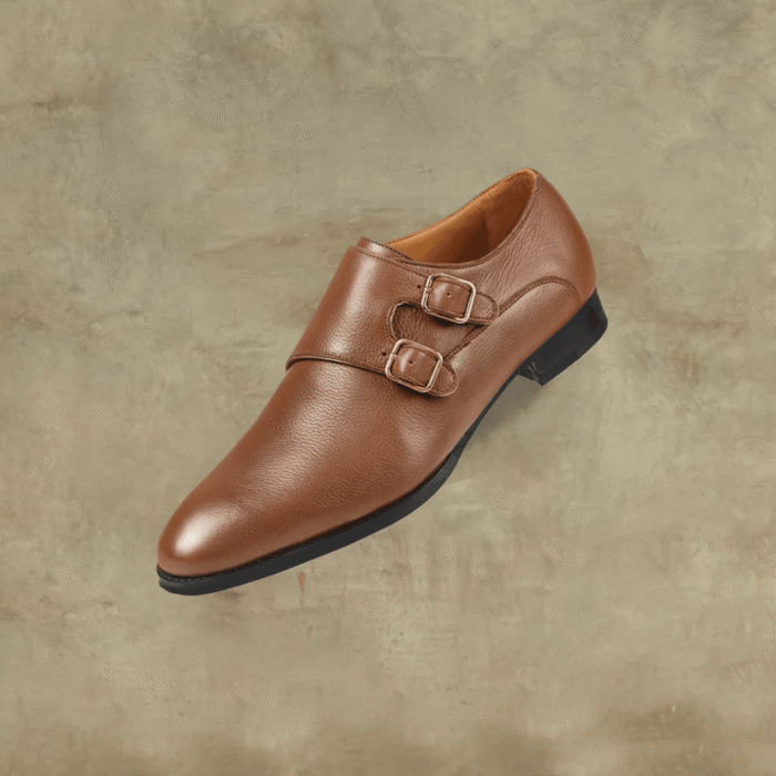 Albany Brown Leather Double Monk Strap Shoes