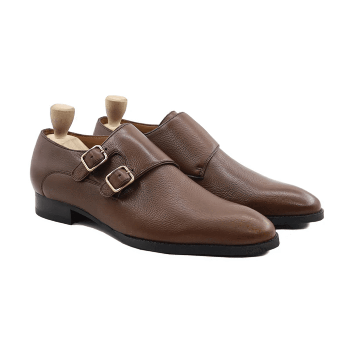 Albany Brown Leather Double Monk Strap Shoes