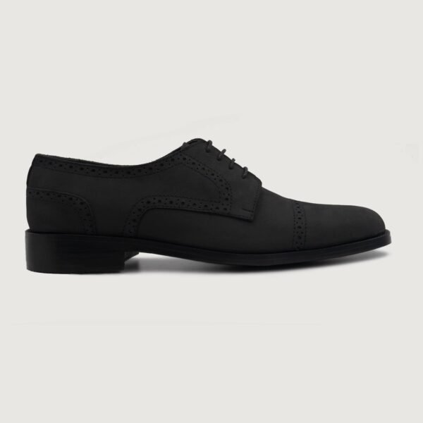 Boston Black Nubuck Leather Derby Shoes
