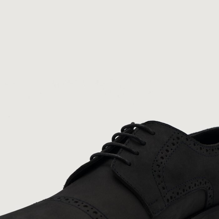 Boston Black Nubuck Leather Derby Shoes