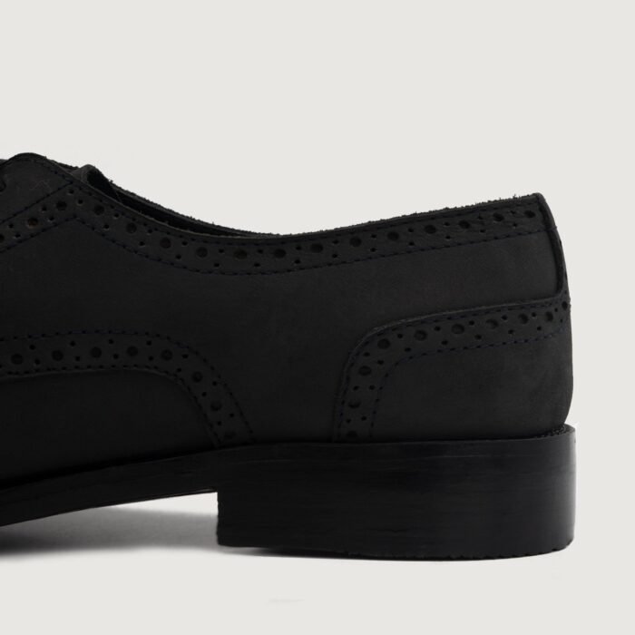 Boston Black Nubuck Leather Derby Shoes