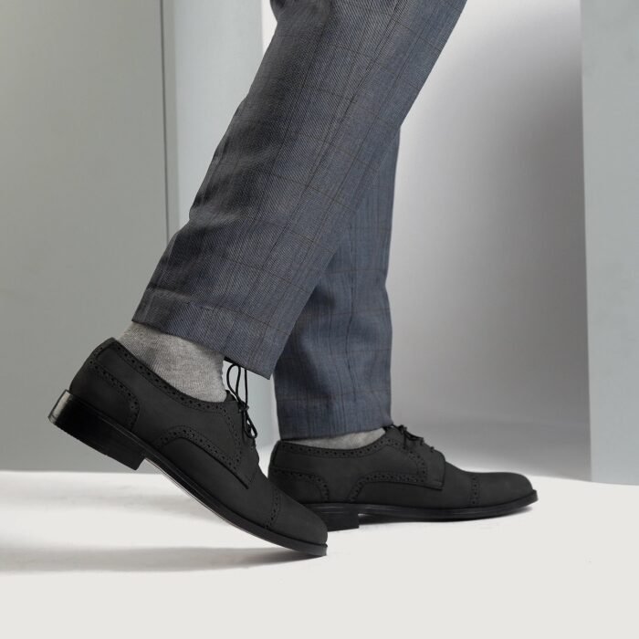 Boston Black Nubuck Leather Derby Shoes