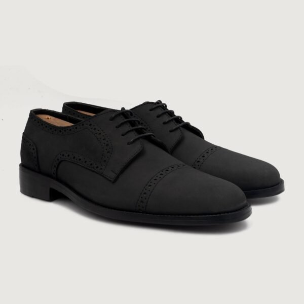 Boston Black Nubuck Leather Derby Shoes