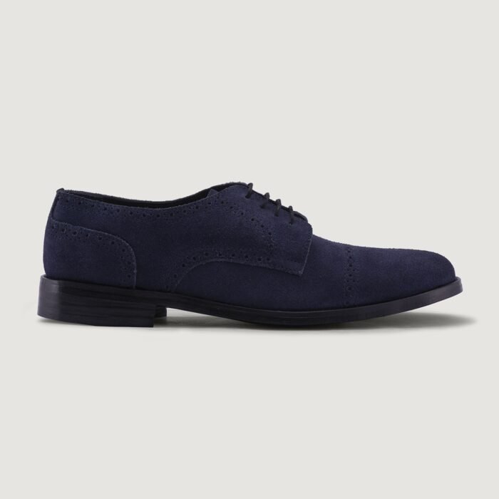 Boston Blue Suede Leather Derby Shoes - StudGuard