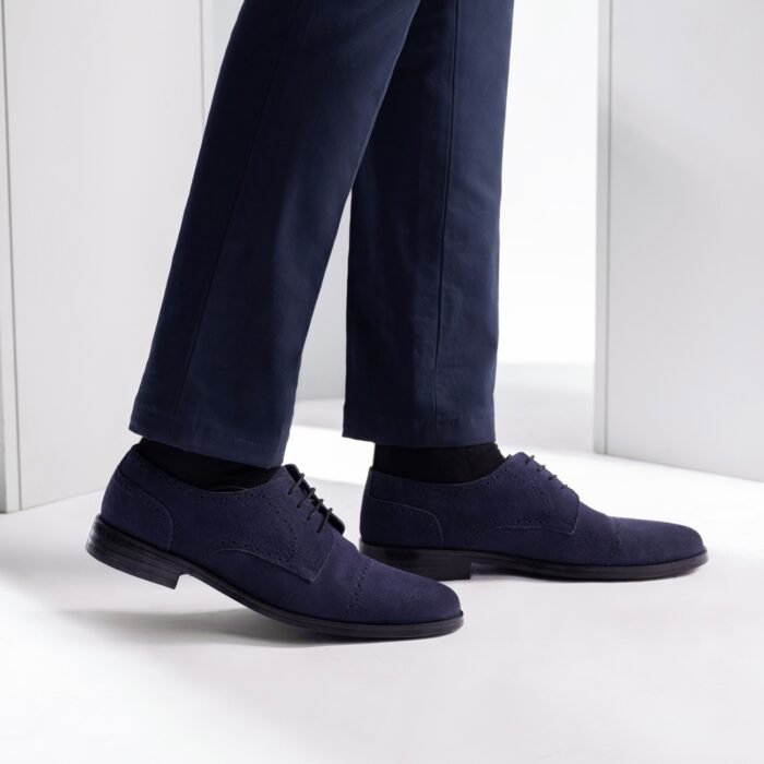 Boston Blue Suede Leather Derby Shoes - StudGuard