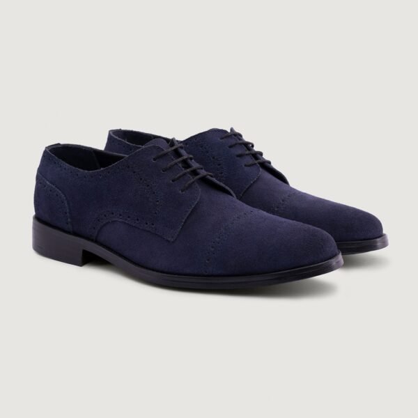 Boston Blue Suede Leather Derby Shoes - StudGuard