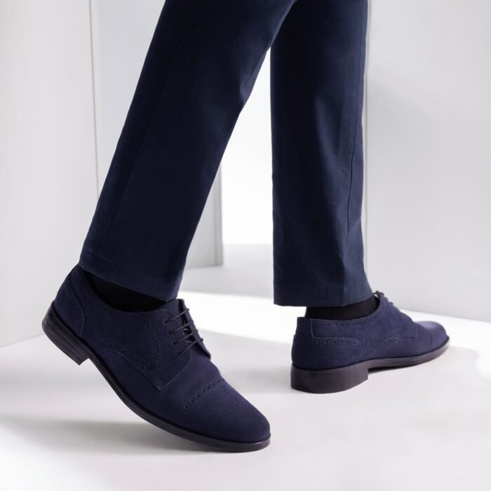 Boston Blue Suede Leather Derby Shoes - StudGuard