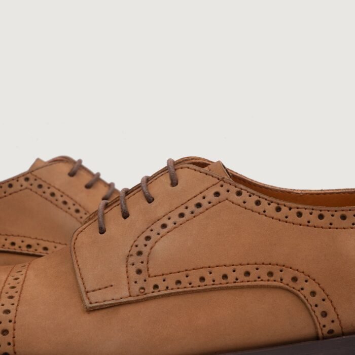 Boston Brown Nubuck Leather Derby Shoes