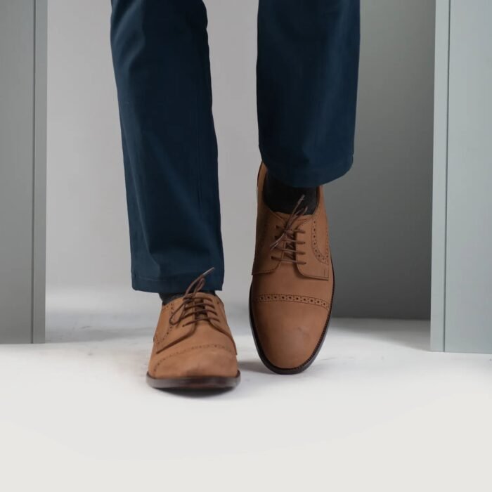 Boston Brown Nubuck Leather Derby Shoes