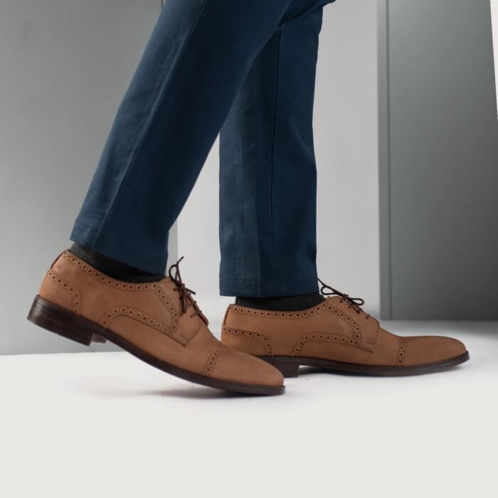 Boston Brown Nubuck Leather Derby Shoes