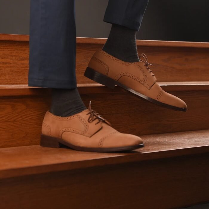 Boston Brown Nubuck Leather Derby Shoes
