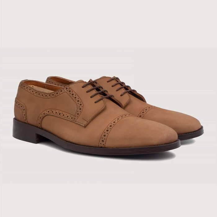 Boston Brown Nubuck Leather Derby Shoes