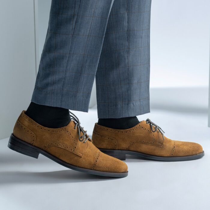 Boston Brown Suede Leather Derby Shoes - StudGuard