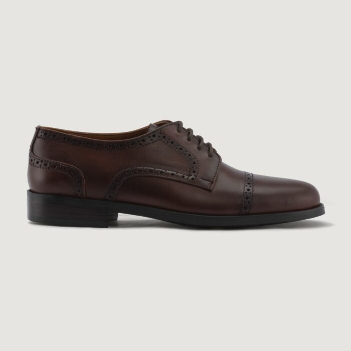 Boston Burnished Brown Leather Derby Shoes