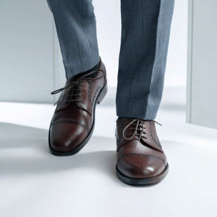 Boston Burnished Brown Leather Derby Shoes