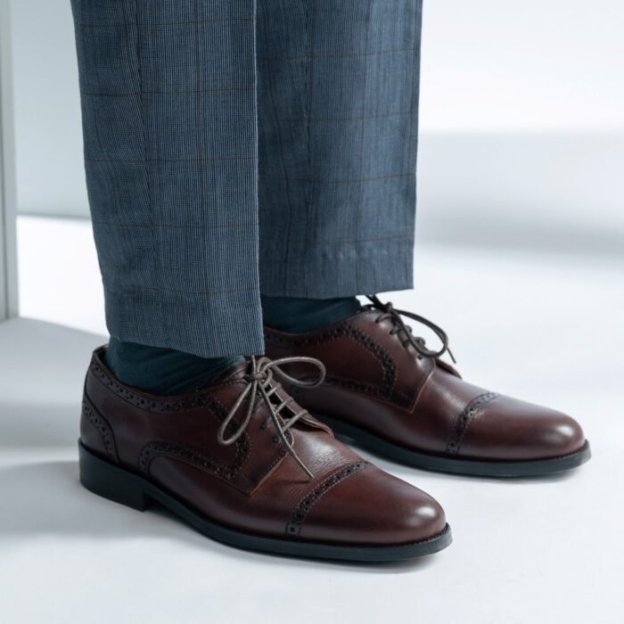 Boston Burnished Brown Leather Derby Shoes