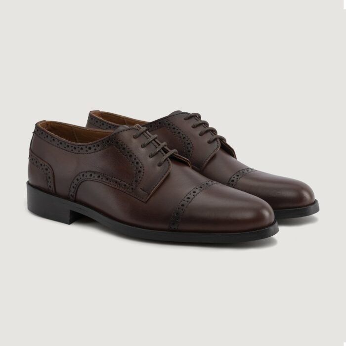Boston Burnished Brown Leather Derby Shoes