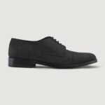 Boston Matte Black Nubuck Leather Derby Shoes - StudGuard