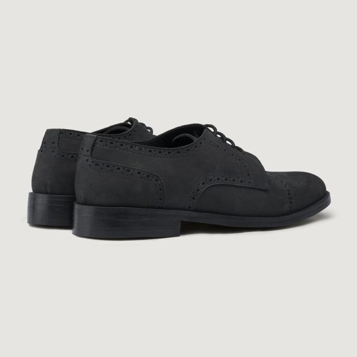 Boston Matte Black Nubuck Leather Derby Shoes - StudGuard
