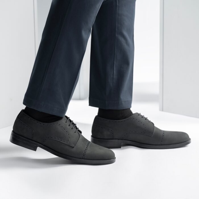 Boston Matte Black Nubuck Leather Derby Shoes - StudGuard