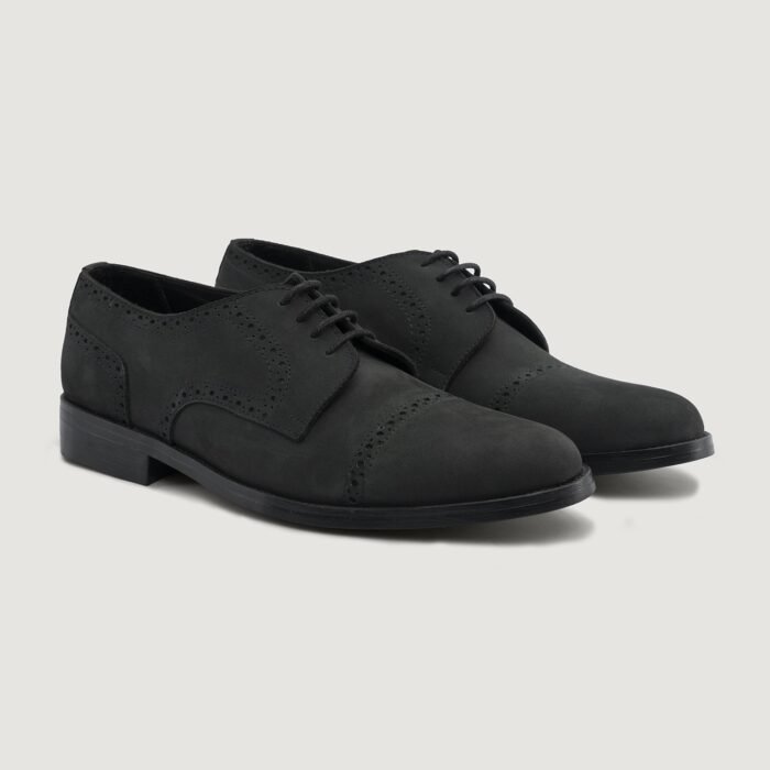 Boston Matte Black Nubuck Leather Derby Shoes - StudGuard