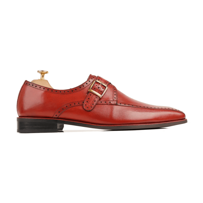 Branford Oxblood Leather Single Monk Strap Shoes