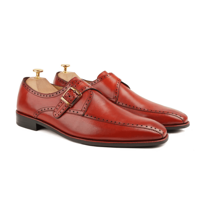 Branford Oxblood Leather Single Monk Strap Shoes