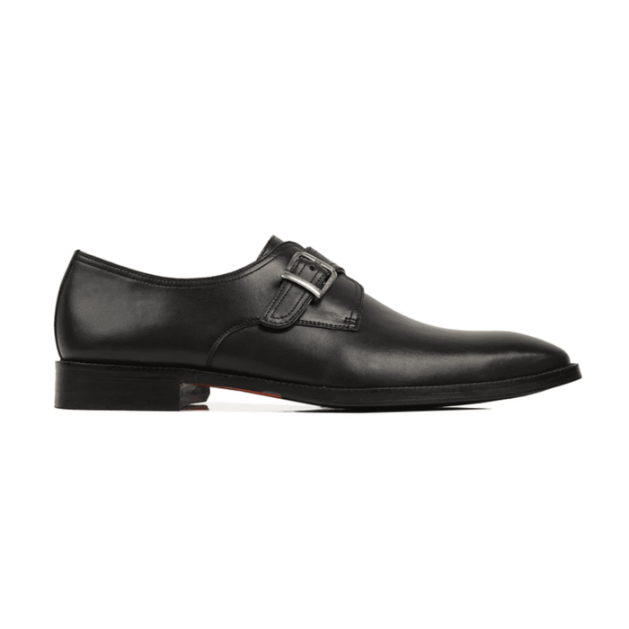 Bristol Black Leather Single Monk Strap Shoes