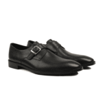 Bristol Black Leather Single Monk Strap Shoes
