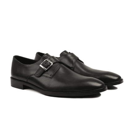 Bristol Black Leather Single Monk Strap Shoes