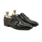 Canton Burnished Dark Green Leather Double Monk Strap Shoes