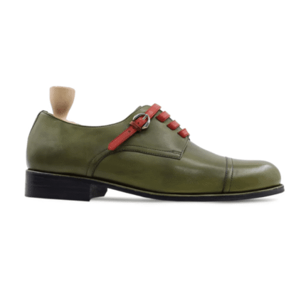 Clinton Green Leather Derby Shoes
