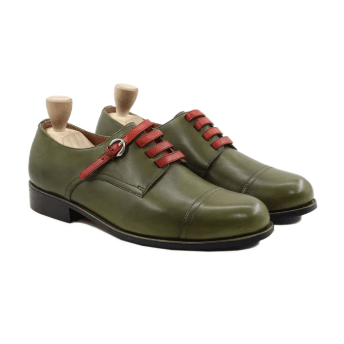 Clinton Green Leather Derby Shoes