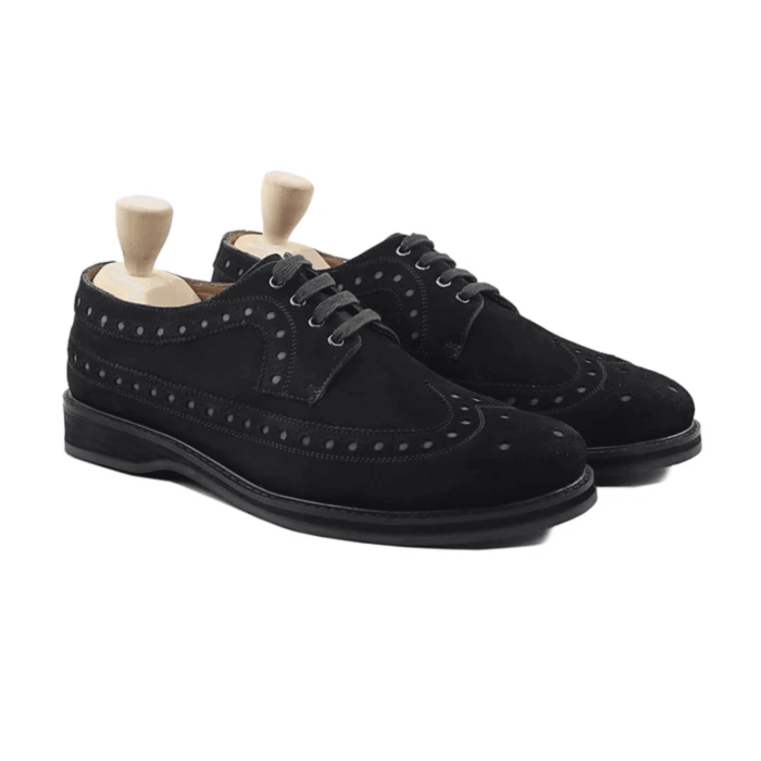 Cortez Black Kid Suede Derby Shoes