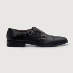 Danvers Black Leather Double Monk Strap Shoes