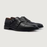 Danvers Black Leather Double Monk Strap Shoes