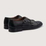 Danvers Black Leather Double Monk Strap Shoes
