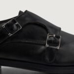 Danvers Black Leather Double Monk Strap Shoes