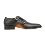 Decatur Black Leather Double Monk Strap Shoes